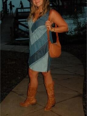 Free People Patches Of Denim Mini Dress